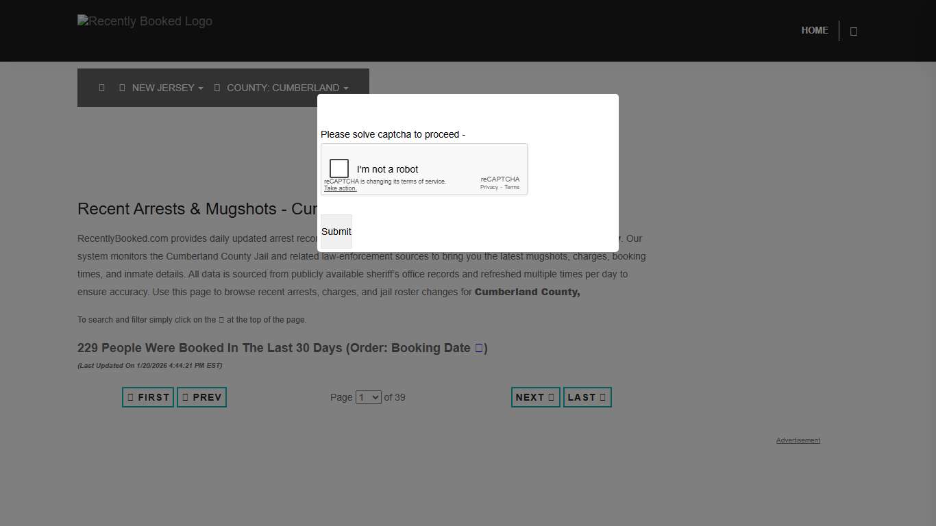 Cumberland County, New Jersey Mugshots | RecentlyBooked.com